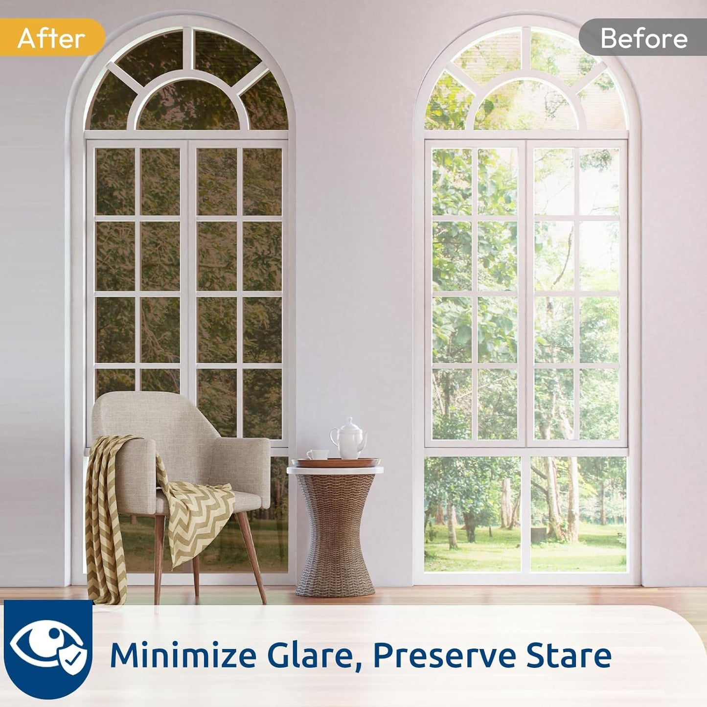 rabbitgoo Window Privacy Film One Way Window Tint for Home, Removable Reflective Heat Sun Blocking Anti UV Glass Door Covering, Mirror Tinting Film House Office, 23.6 in X 6.5 Feet, Brown Silver