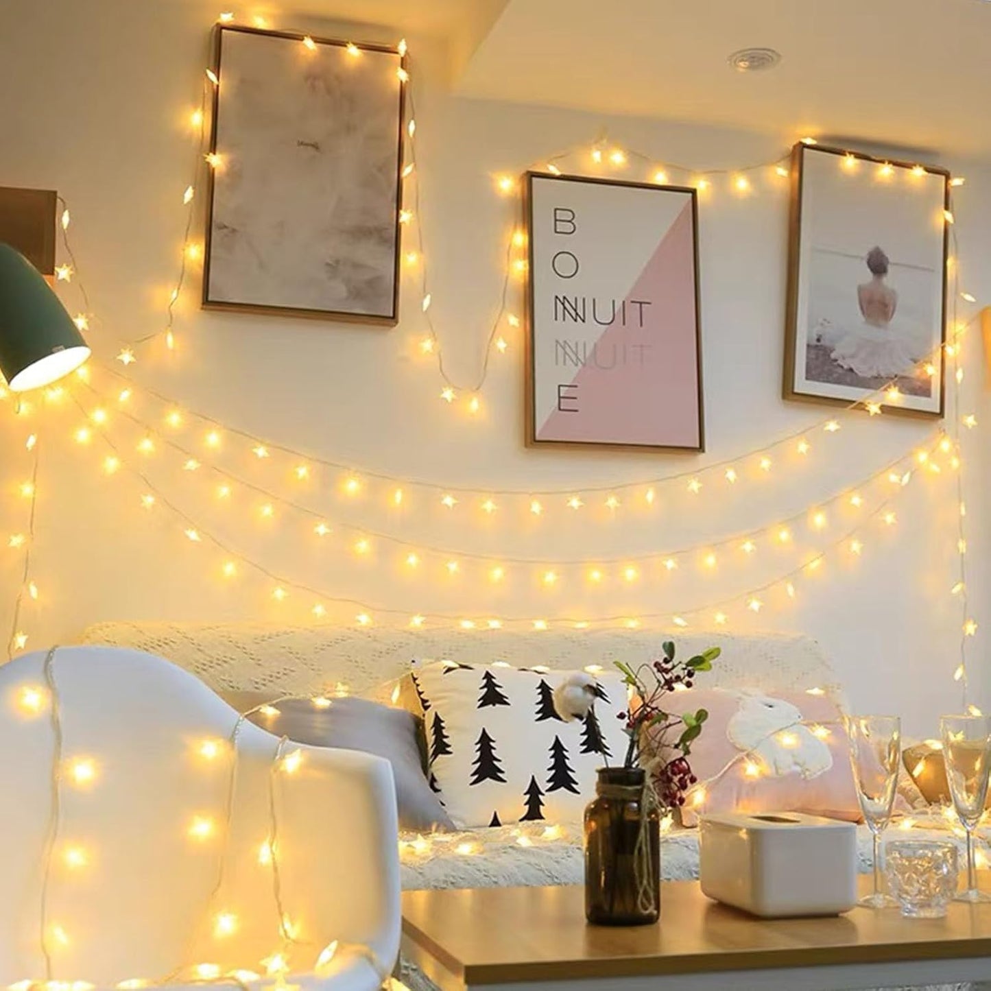 Star Lights with Battery Operated - LED Fairy String Lights for Indoor Outdoor, Waterproof Star Twinkle Lights for Bedroom Tent Loft Bed Patio Party Wedding Holiday Camping Decor