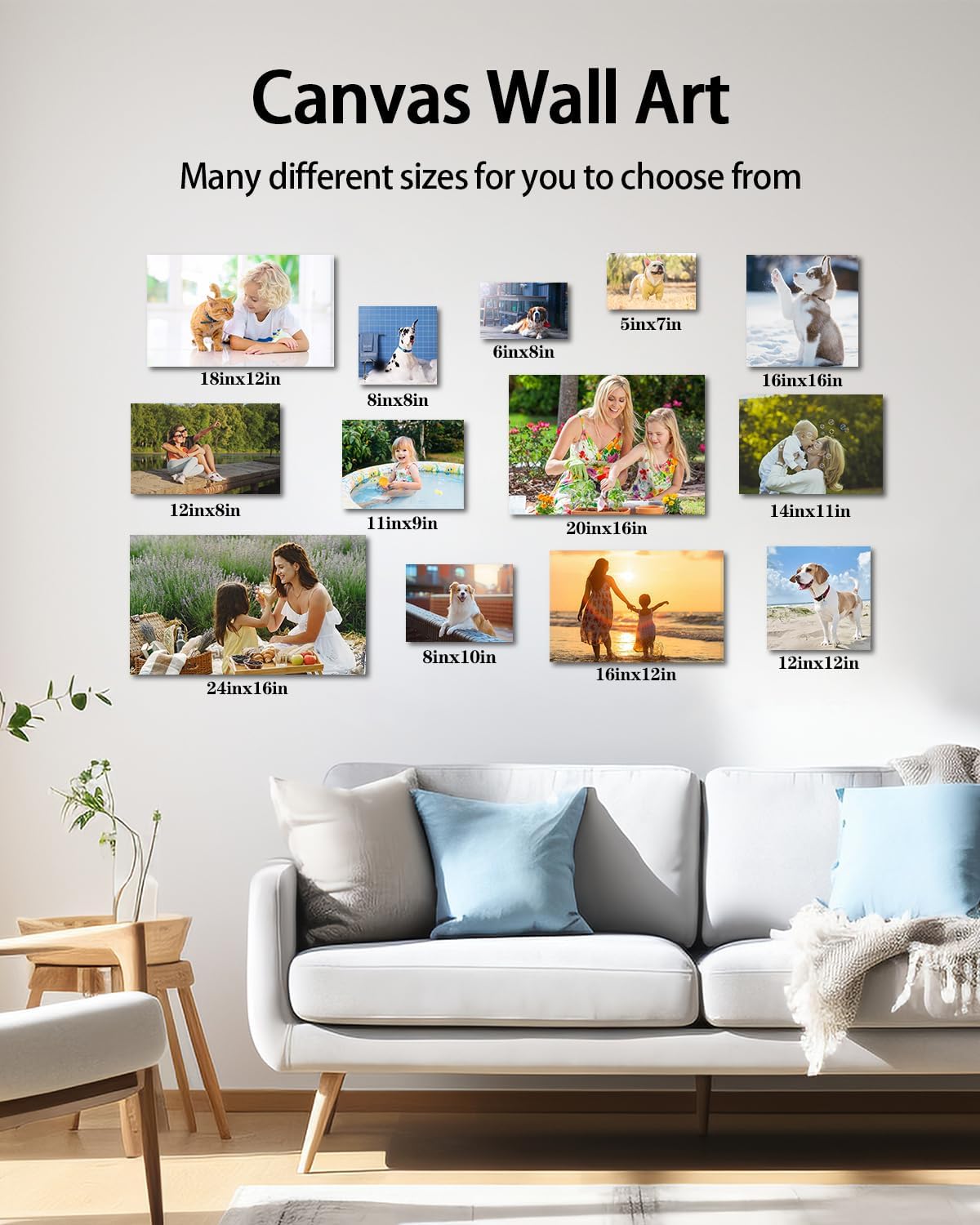 AbcCustomize Canvas Prints with Your Photos，Custom Canvas Wall Art for Bedroom, Living Room, Farmhouse Decor，Personalized Gifts Canvas Prints for Family，Friend，Lover，Pet