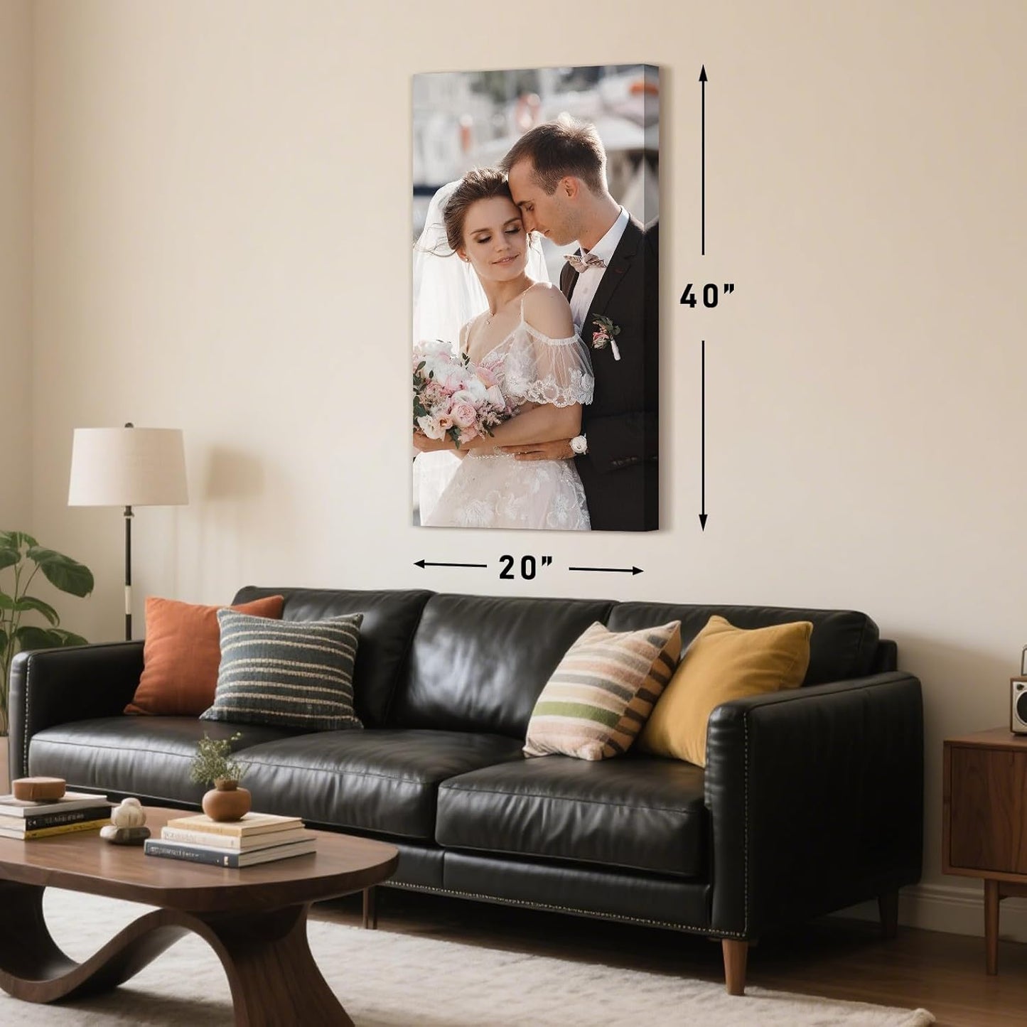 Personalized Custom Canvas Prints with Your Photos & Text, Customized Picture Print, Transform Own Images Into Framed Wall Art Digitally Printed Photo to Canvas, Keepsakes Gifts for Family 12x24’’