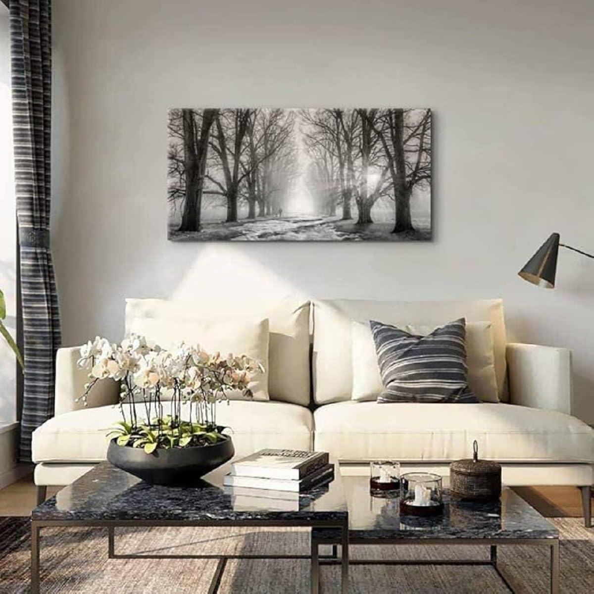 Bamdeya Large Pictures for Bedroom Wall Decor Black and White Wall Art Forest Wall Pictures Tree Canvas Prints Art Landscape Painting Wall Art Living Room Kitchen Office Decor Home Decorations