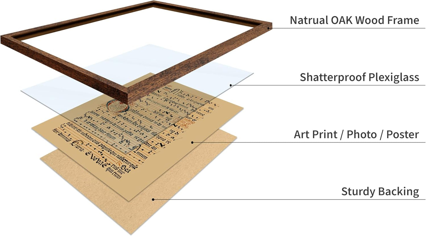 Poster Master Vintage Hymnal Poster - Retro Music Print - Gift for Artist, Friend - Graduale Aboense, Gregorian Chant Manuscript, Score - Wall Decor for Living Room, Bedroom, 16x20 Brown Framed