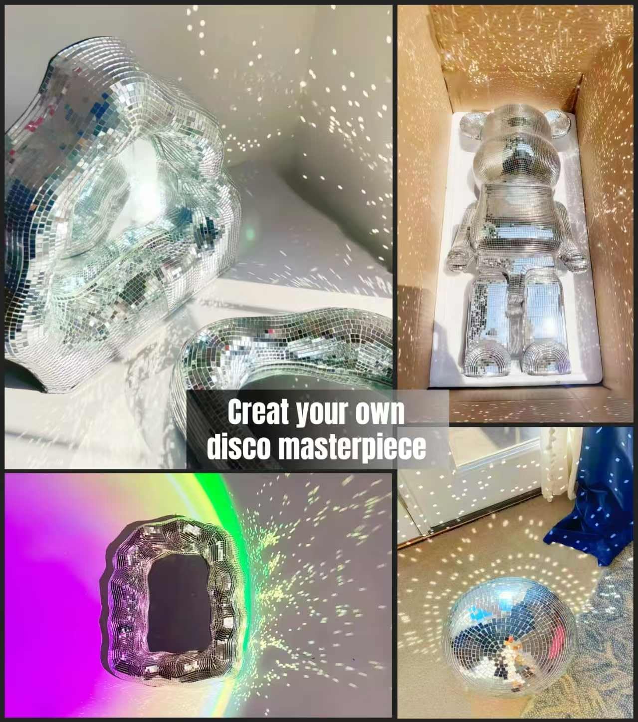 Disco Mirror Tiles,7200 Pcs Self-Adhesive Glass Mini Square Mosaic Tiles/Stickers for DIY Craft Decoration,5 x 5 mm