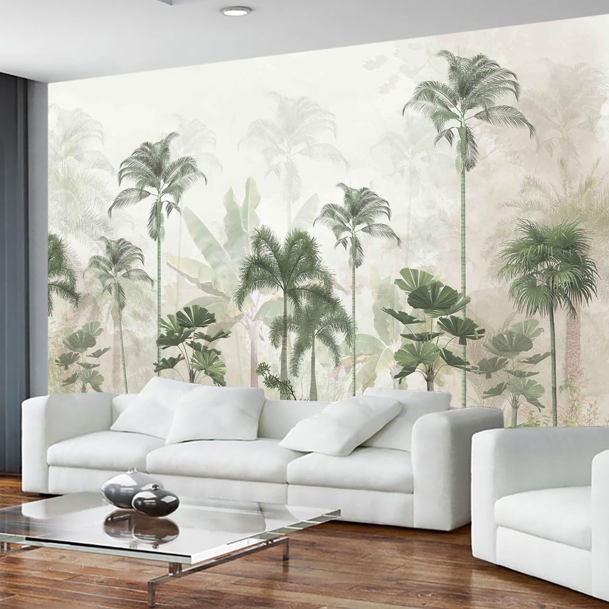 Tropical Forest Landscape Design Mural, Wallpaper can be Used to Decorate The Bedroom, Living Room, Bathroom Background Wall（Not Peel and Stick）