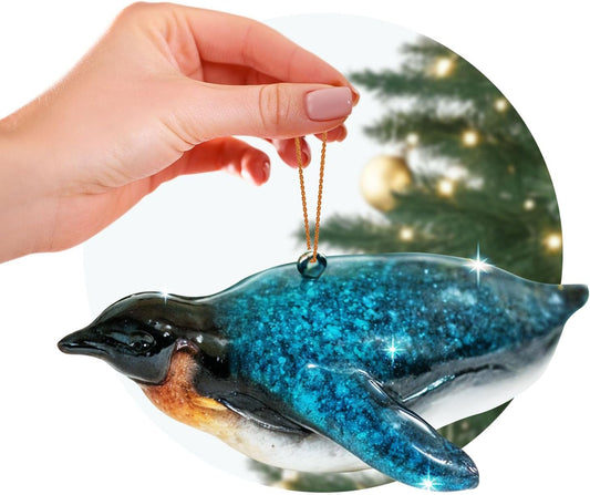 Hand-Painted Beach Christmas Ornament – Coastal Tree Decoration for Ocean Lovers – Unique Nautical Ornament for Christmas Tree or Stocking Stuffer Gift (Penguin)