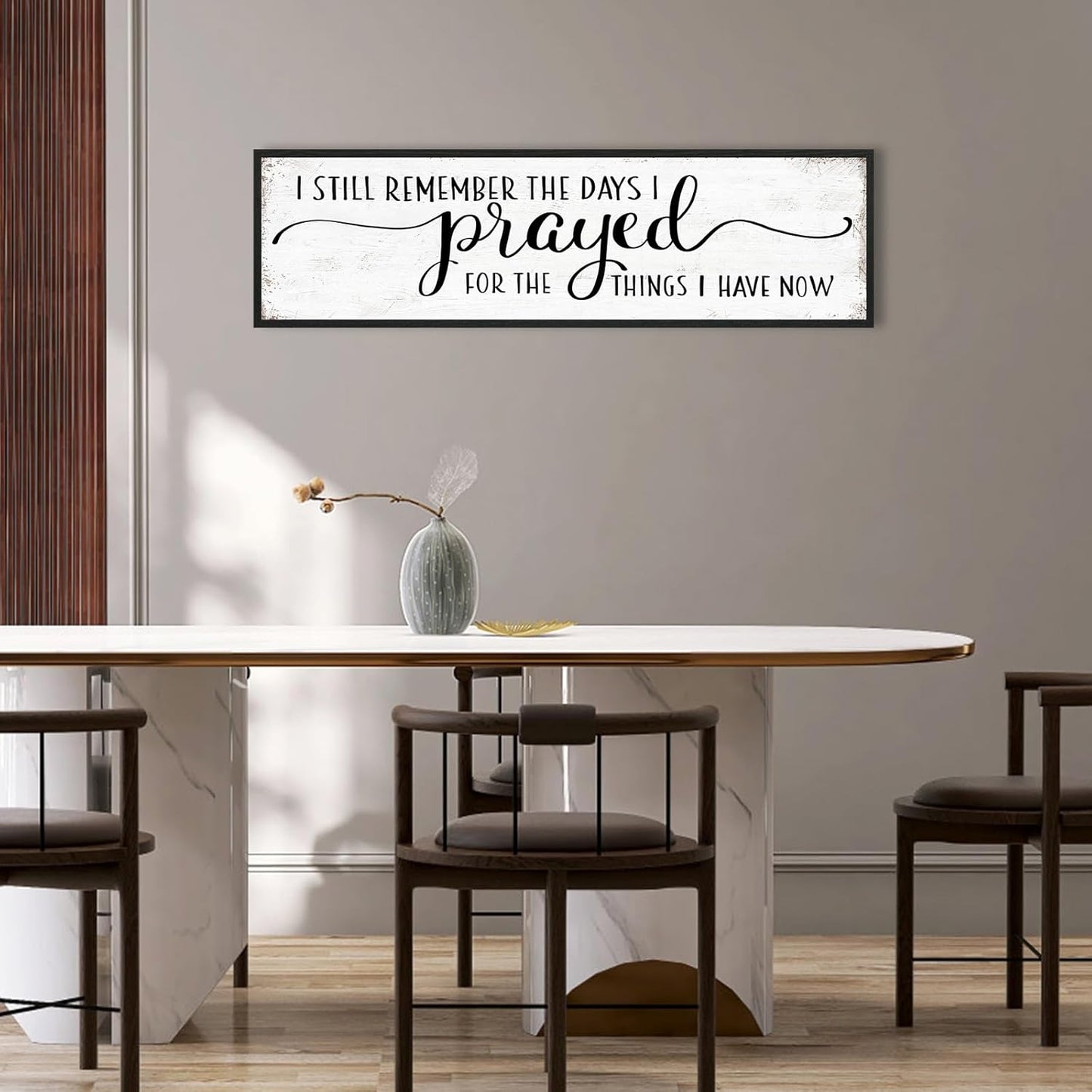 I Still Remember The Days I Prayed for What I Have Now Sign Wall Decor: Christian Wall Decor 16"x48" Large Farmhouse Signs Home Decor for Living Room Modern Master Bedroom Wall Art Above Bed Framed