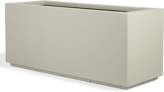 PolyStone Milan Tall Modern Outdoor/Indoor Rectangular Trough Planter, 46" L X 17" W X 19" H, Lightweight, Heavy Duty, Weather Resistant, Polymer Finish, Commercial and Residential (Greige)