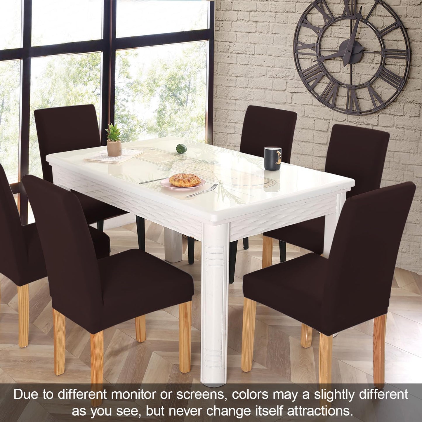 JQinHome 4 Pcs Dining Chair Slipcover,High Stretch Removable Washable Chair Seat Protector Cover for Home Party Hotel Wedding Ceremony (Pack of 4, Coffee)