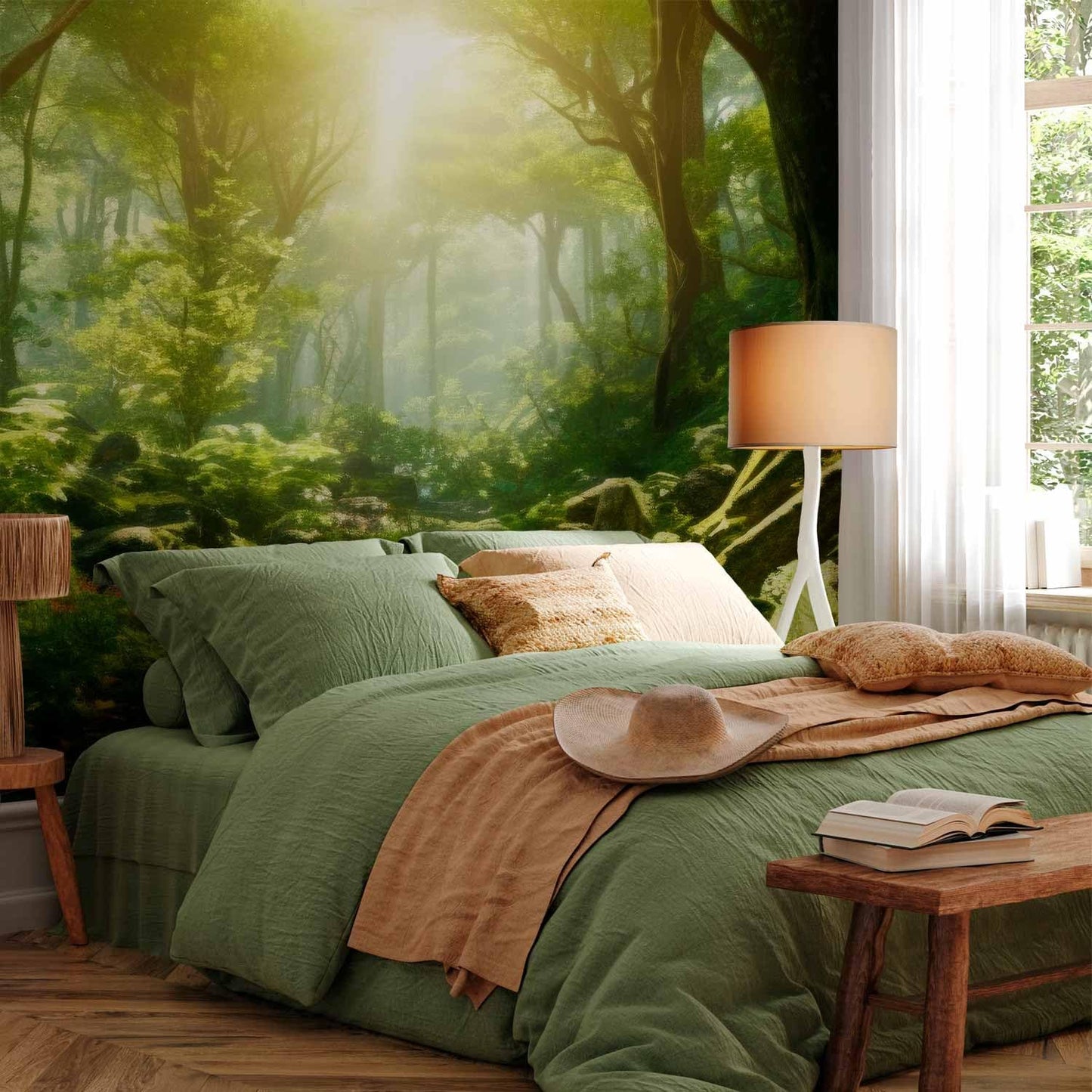 artgeist Wall Mural Forest 216x98 in - XXL Non-Woven Corner Wallpaper Fleece Angle Wall Decor Photo Print Picture Mashrooms Story Flowers Butterfly Forestc-B-10181-a-a