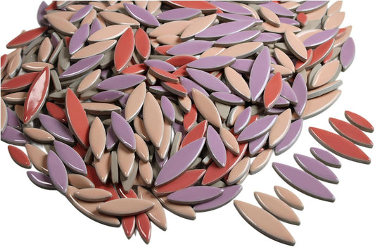 VerzTile Mosaic Tiles for Crafts - Petal Shaped Ceramic Tile Craft Hobbies & Art Projects 39 Color Options Endless Creativity DIY Design (Pinks & Purple Mix)