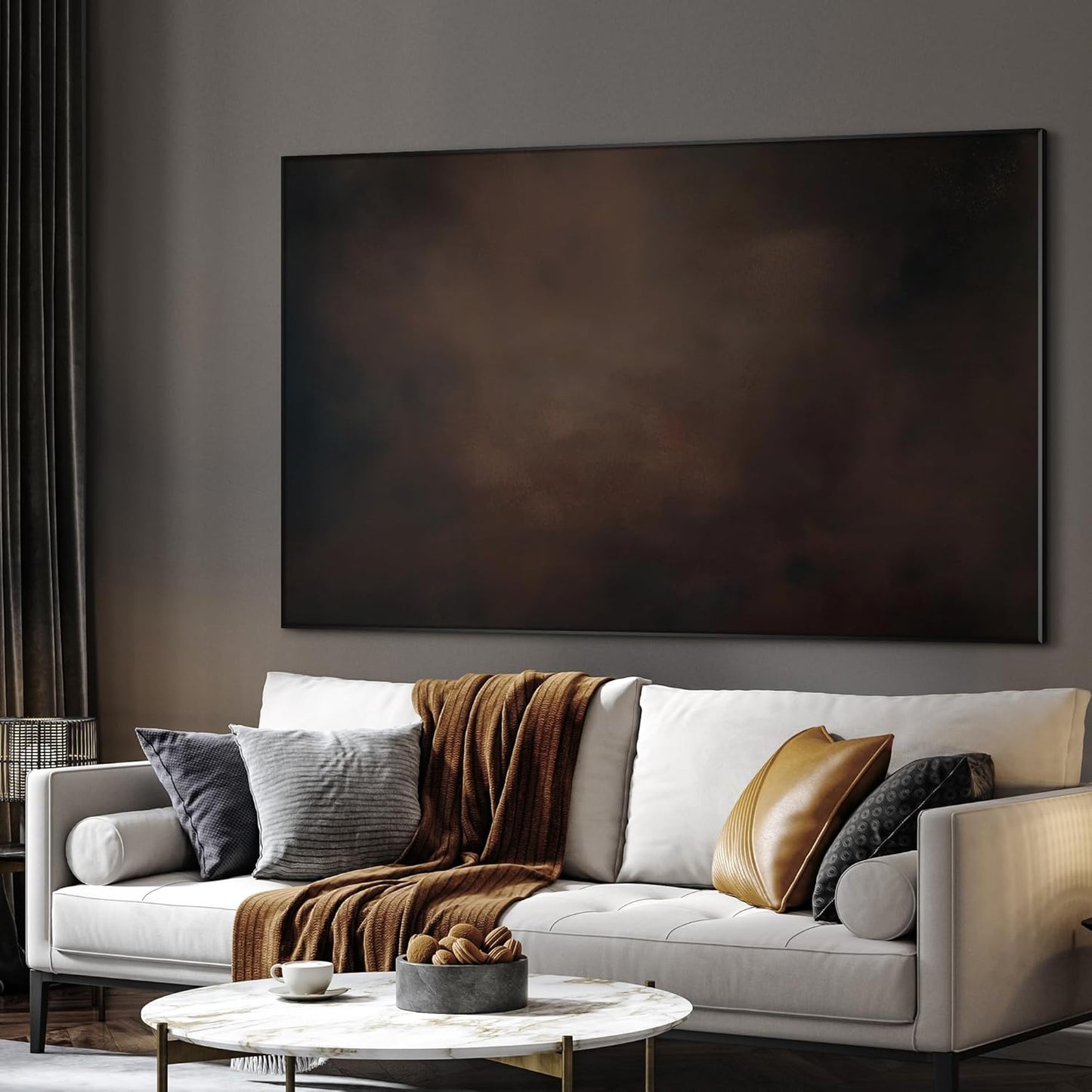 SIGNWIN 46"x72" Extra Large Framed Wall Art Dark Brown Abstract Moody Illustration for Home Living Room Bedroom Decor (Frame Assembly Required)