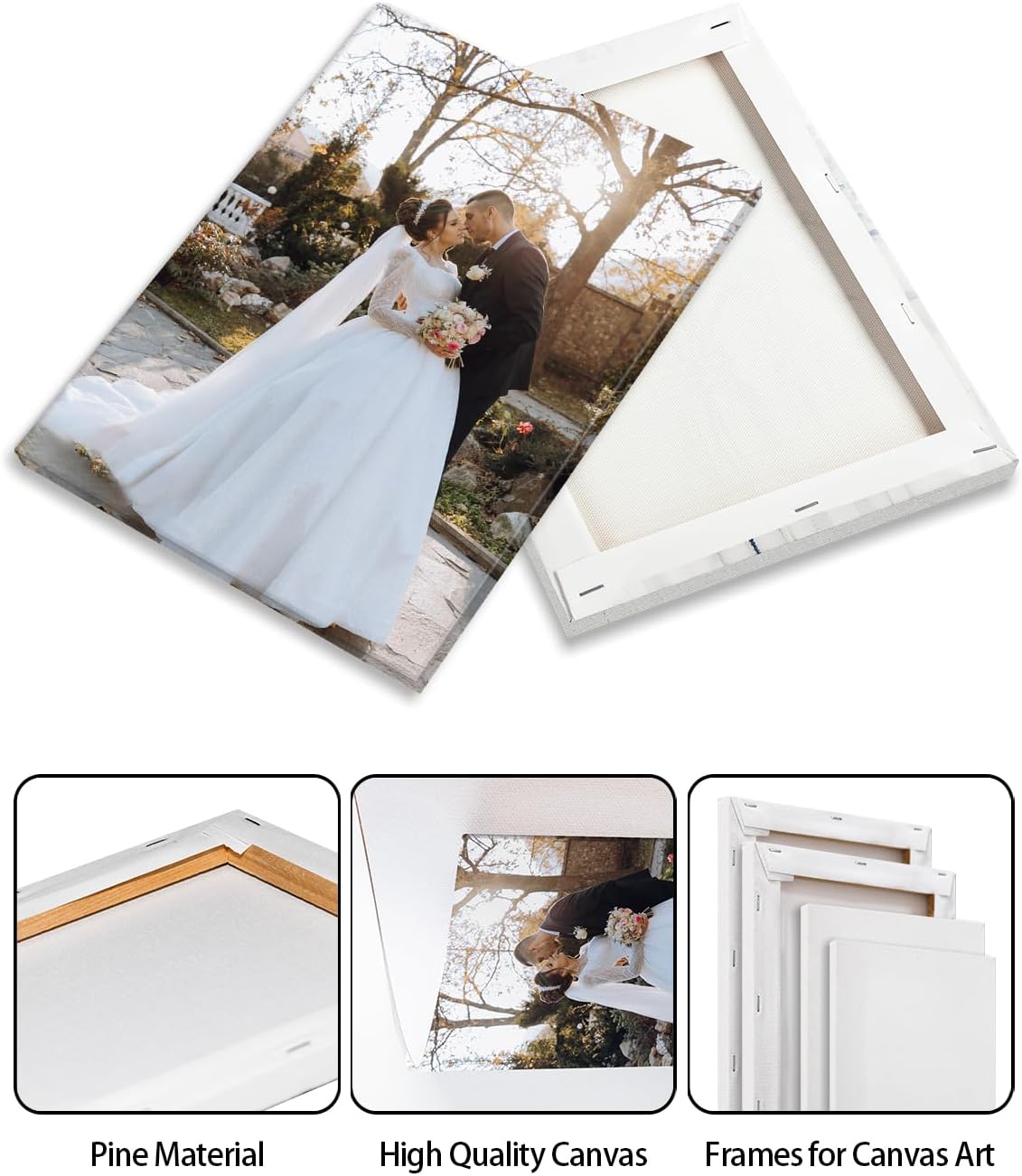 AbcCustomize Canvas Prints with Your Photos, Personalized Photo To Canvas Print for Bedroom, Living Room, Farmhouse Office Decor,Custom Canvas Wall Art for Gifts & Keepsakes, Ready to Hang