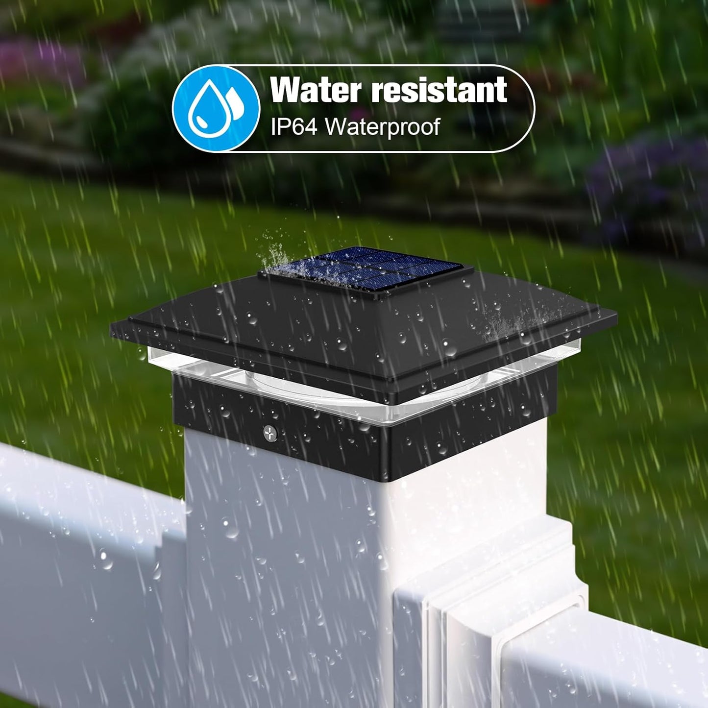 VOLISUN Solar Post Cap Light Outdoor Waterproof 16pack,Solar Fence - Post Lights for 4x4 5x5 6x6 Wooden/Vinyl Post,Black Deck Cap Light Solar Powered with Warm White for Garden/Patio/Porch