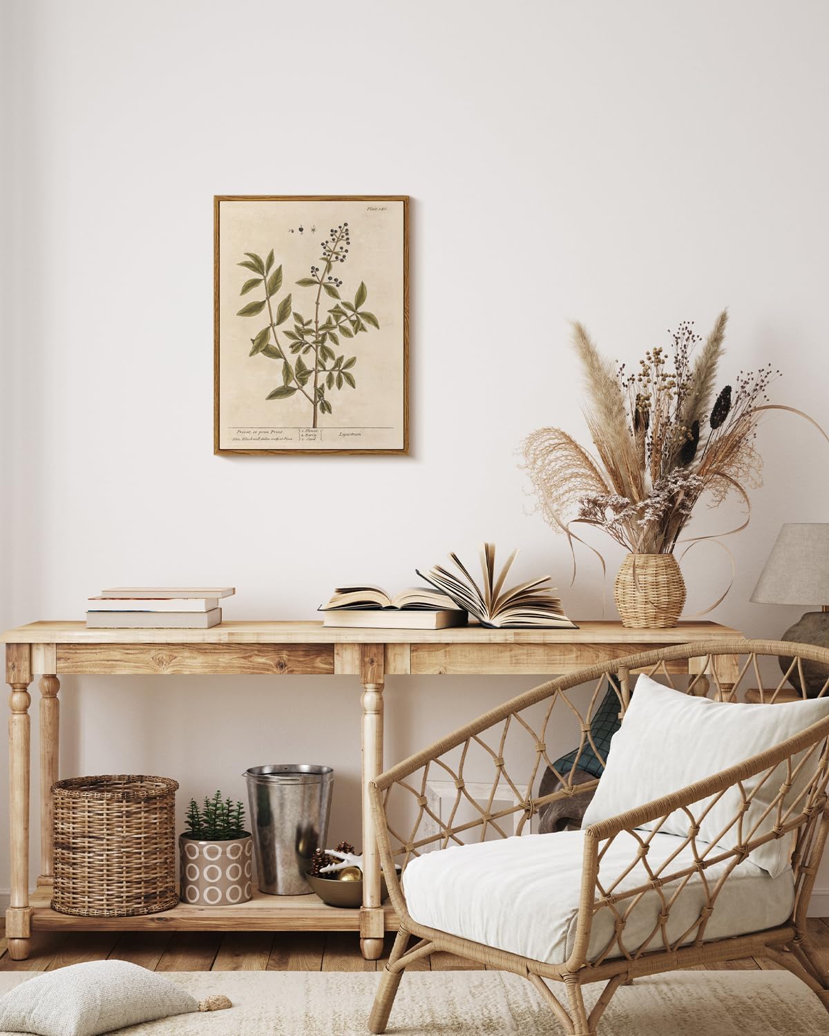 VIYYIEA Framed Canvas Wall Art Home Decor Boho Plant Wall Decor Minimalist Botanical Print Canvas Wall Art Pictures for Rustic Vintage Farmhouse Home Kitchen Room Decor 12x16in