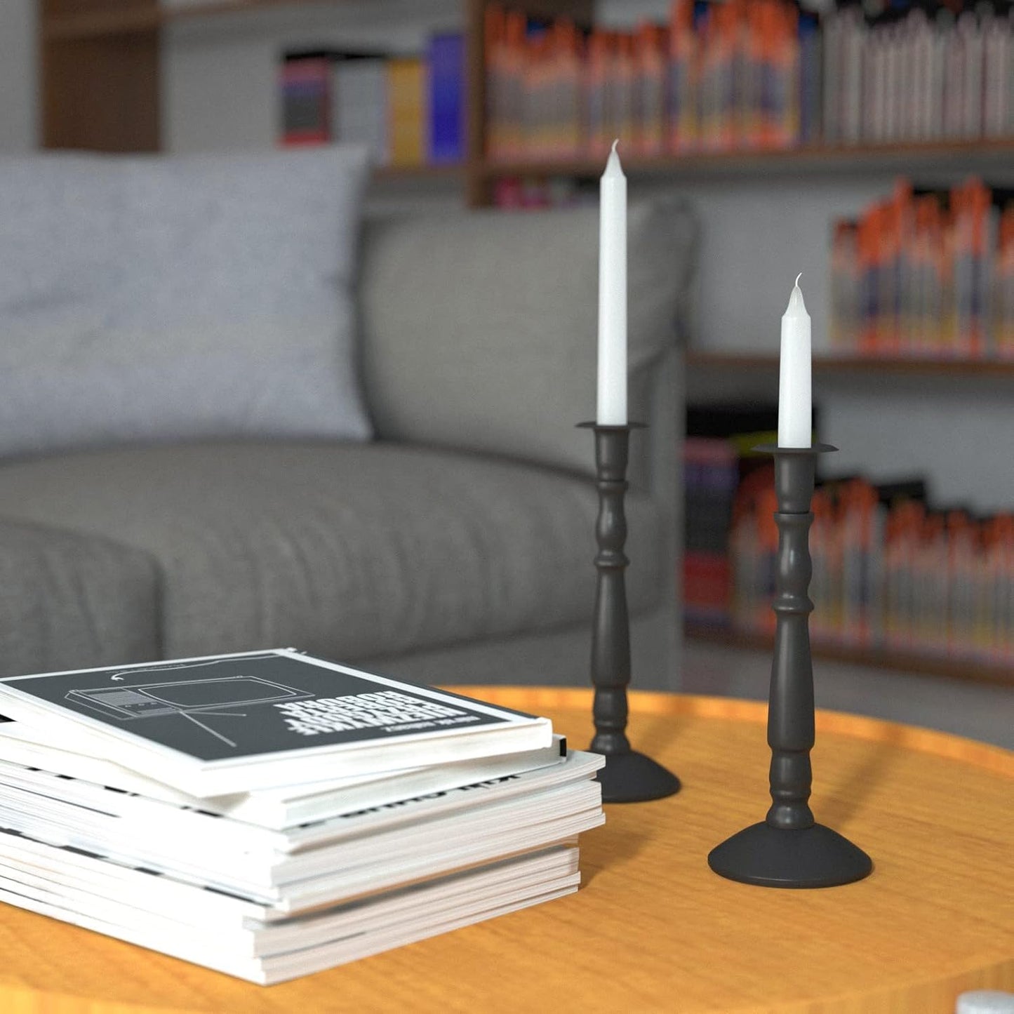 Matte Black Skinny Taper Candle Holder - Iron Slim Candle Stand for 7/8" Candles, Elegant Table Centerpiece for Home Decor and Farmhouse Table - 10"