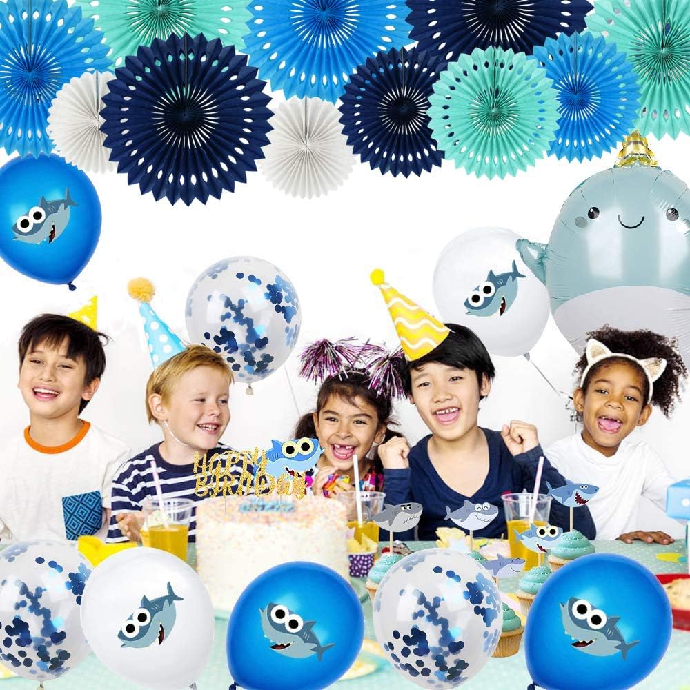 BEISHIDA Blue White Hanging Honeycomb Round Paper Fans Decoration Kit for Baby Boy Shower 1st Birthday Navy Ocean Wedding Under The Sea Theme Photo Booth Backdrops Paper Party Supplies（11packs）