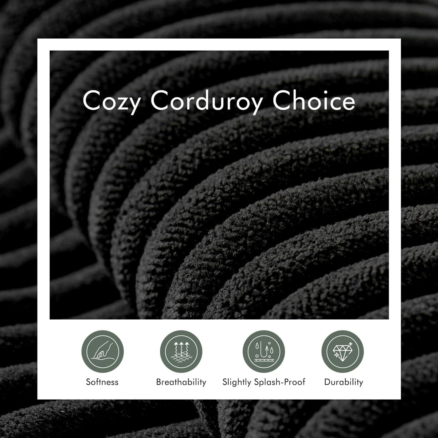 Boneless Sectional Cloud Couch Sofa for Living Room, 112" L-Shaped Modular Modern Lounge Sleeper Black Couches with Chaise, No Assemble, Cordury Compression Upholstered Sofas