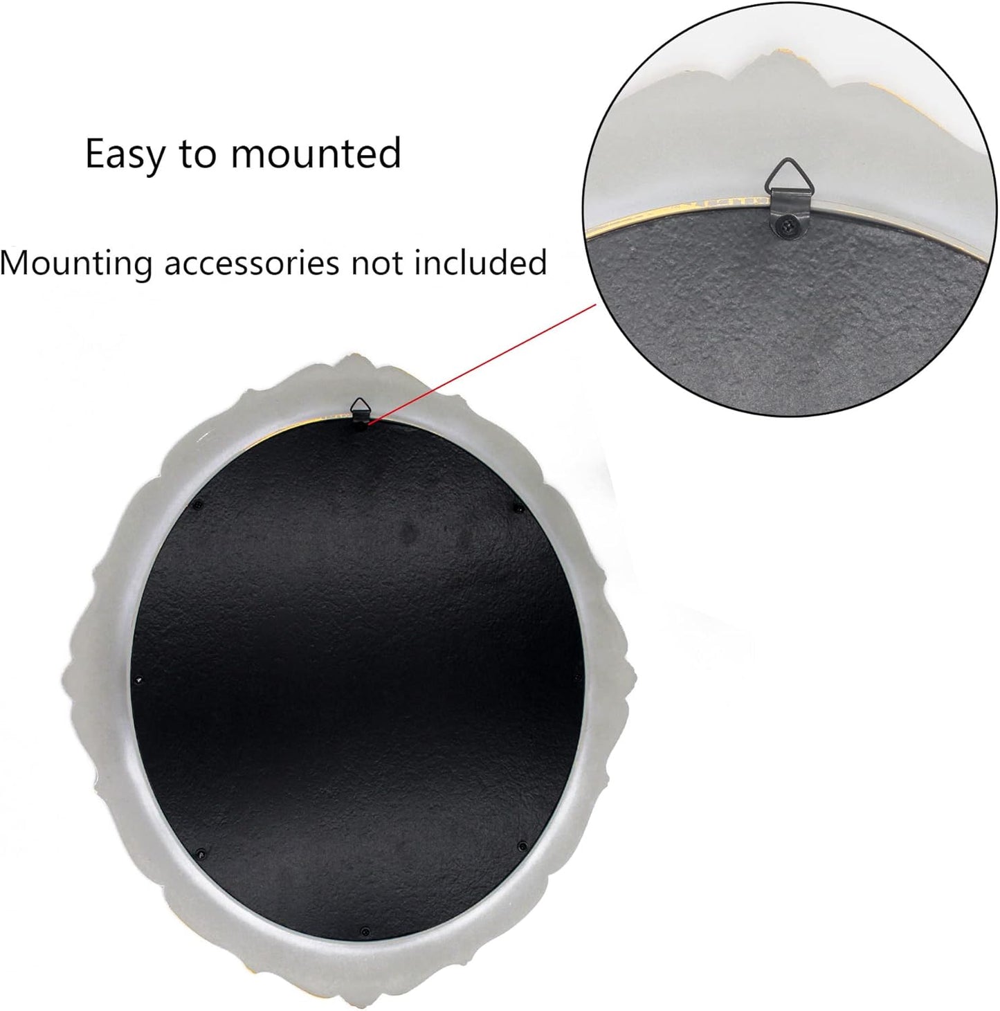 Vintage Decorative Wall Mirror 14.8 x 13.1 Inch Oval Mirror（ Brown）