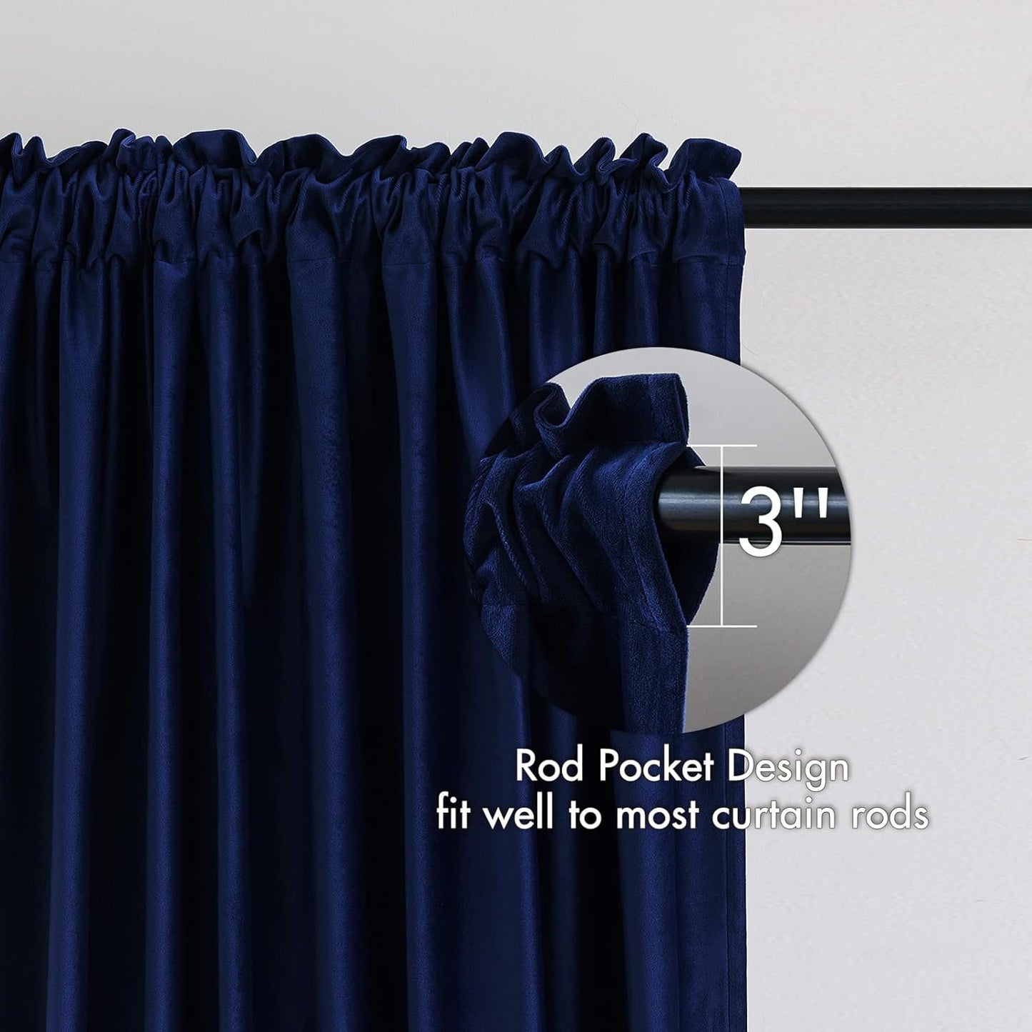 MIULEE Royal Blue Velvet Curtains Thermal Insulated Blackout Curtain Drapes for Bedroom Living Room Darkening 108 Inches Long Curtains Panels Rod Pocket Set of 2