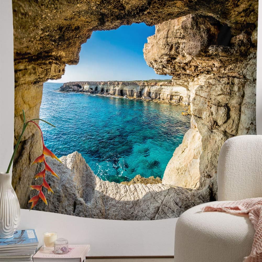 Llamazing Forest Home Decor Tapestry - Living Room Bedroom Decoration Landscape Curtain (Sea, 90.5''L70.8''W)