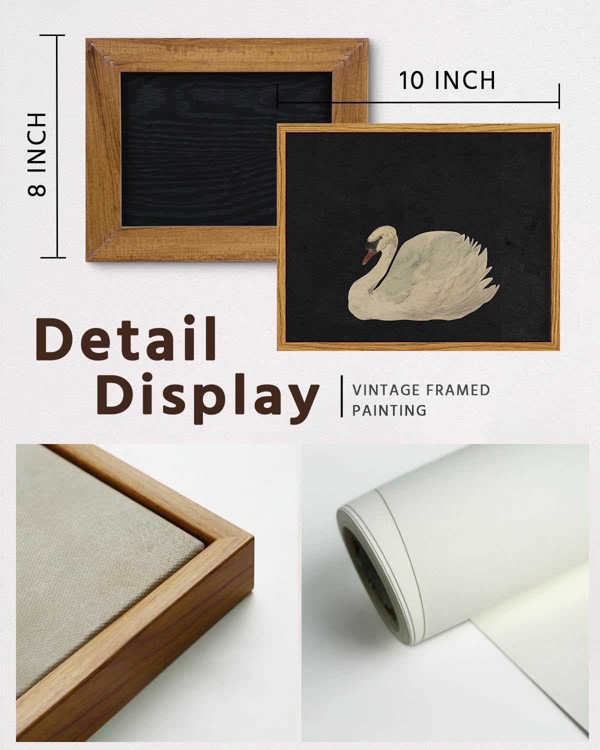 VIYYIEA Framed Canvas Wall Art Home Decor Swan Art Wall Decorations Prints Grace Swan Painting Pictures Rustic Bathroom Wall Decor Farmhouse Home Decor for Living Room Bedroom Office Decor 8x10in