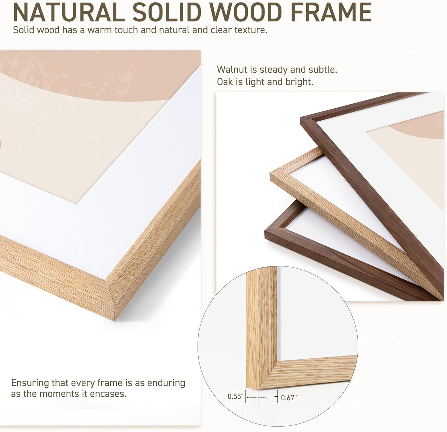 16x20 Picture Frame Set of 4 Natural Solid Oak Photo Frames with 11x14 Removable Mat Wall Hanging Large Handcrafted Frame with HD Plexiglass Wall and Tabletop Display Large Poster Frame