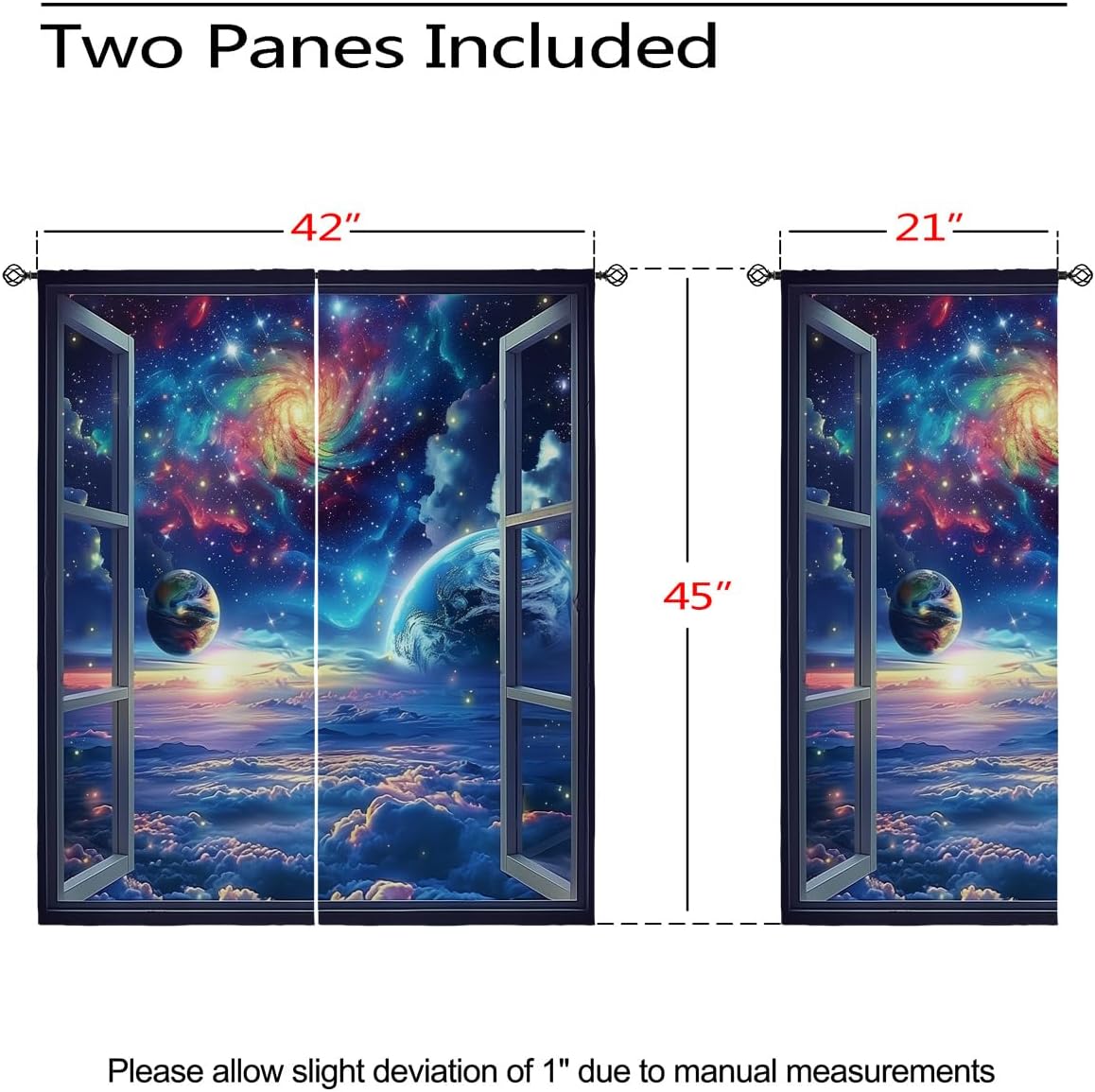 Space Galaxy Blackout Curtains for Girls Boys Kids Home Decor, Universe Nebula Galaxies Solar Planet Grommet Thermal Insulated Drapes Darkening Window Curtain for Bedroom Living Room, 42 x 45 Inch