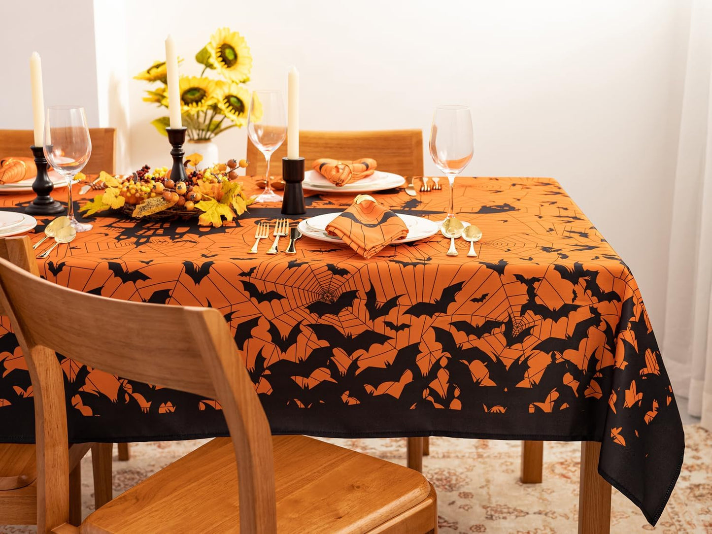 YiHomer Halloween Silhouettes Tabletop for Halloween Decorations, Dinner Parties and Scary Movie Nights, Horror Night, Tablecloth, 60 x 140 Rectangle