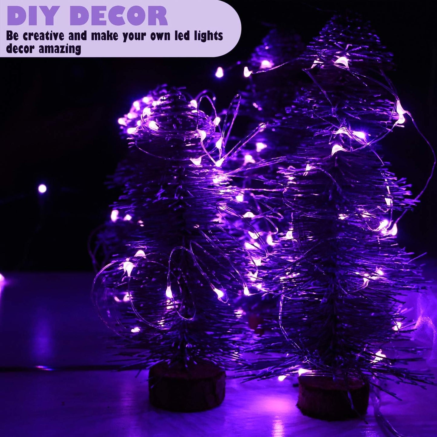 OakHaomie 6 Pack 10ft(3m) LED Starry String Lights 30 Micro LEDs on Silvery Copper Wire,2pcs CR2032 Batteries Required and Included,for DIY Wedding Christmas Centerpiece Table Decorations (Purple)