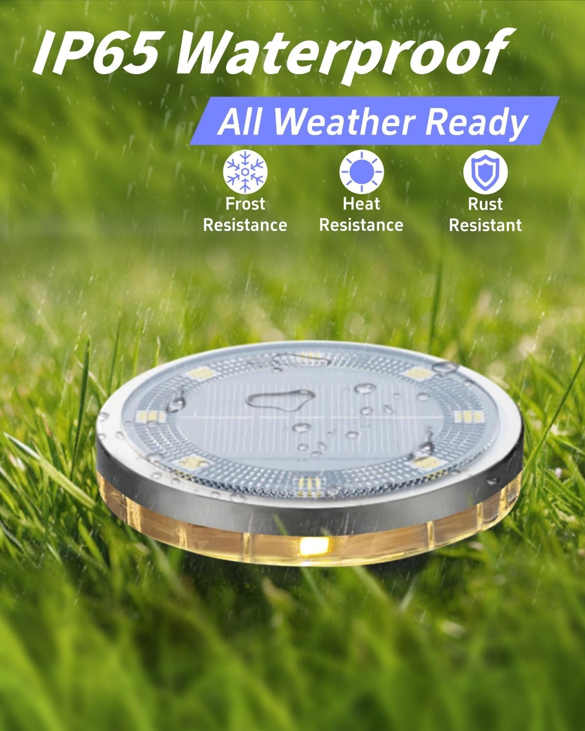 Solar Ground Lights Outdoor 12 Pack Waterproof, Upgraded Solar Garden Lights with 4 Side Light, Stainless Steel Solar Powered Disc Landscape Light for Walkway Pathway Lawn Yard Patio Deck-Warm White