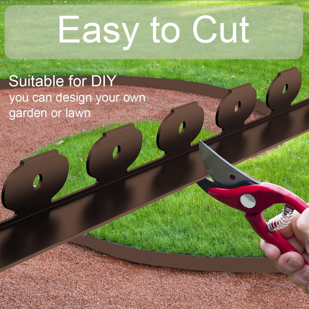 Landscape Edging,33ft x 4inch Tall Plastic Garden Edging Border with 30 Spikes,Lawn Edging for Landscaping Flower Bed,Yard,Patio-Coffee