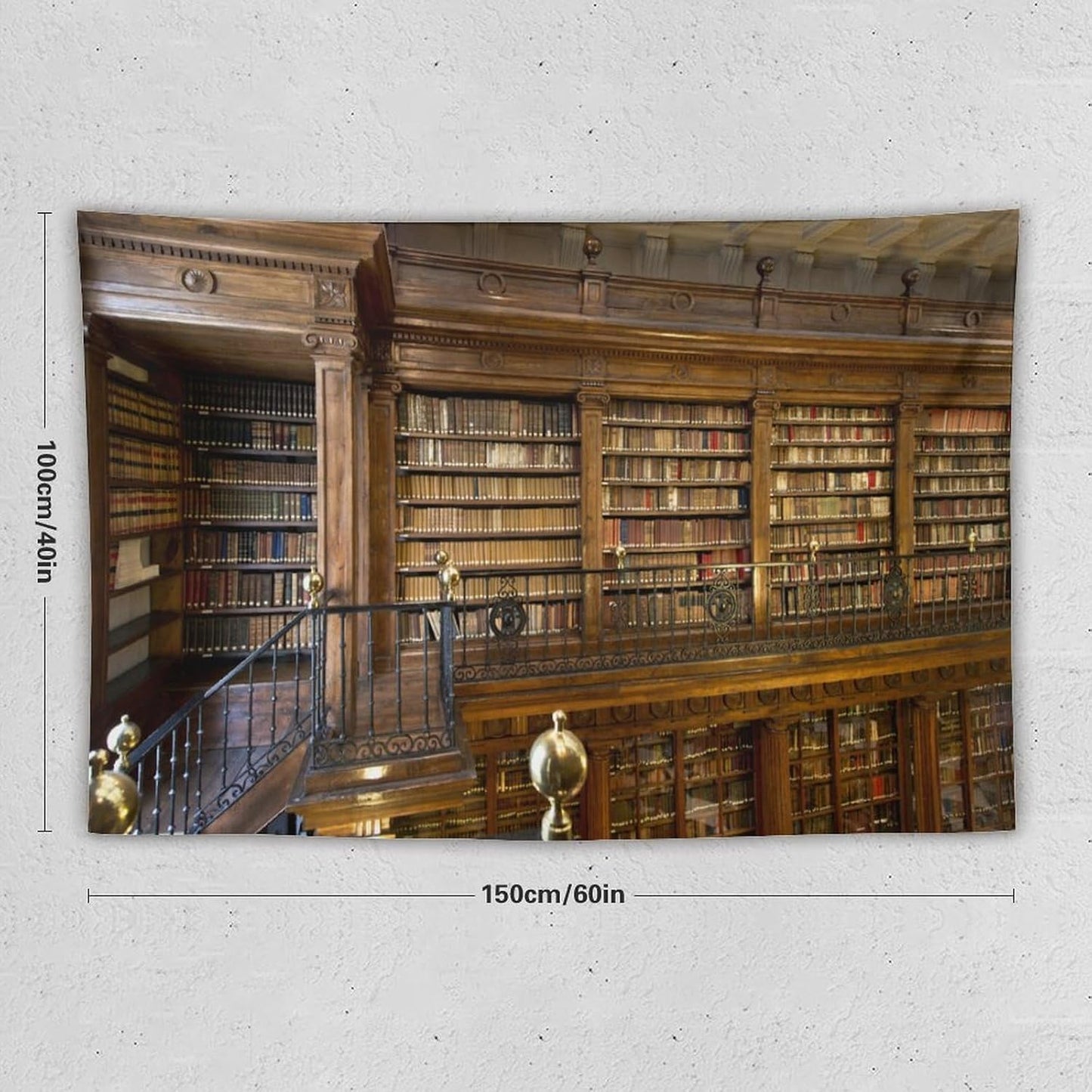 Kurtect Library Tapestry,Vintage Medieval Antique Bookshelf Bookcase Pattern Print Tapestries for Party Beach Picnic Blankets Tablecloths Living Room Wall Deocr, 40x60 in