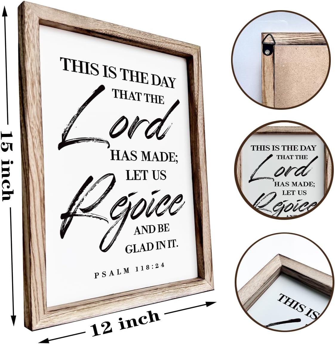 Christian Wooden Wall Sign, Front Door Signs Decor, Home Decor for Porch, Framed Wall Plaque Sign 15 * 11.5 inches, Housewarming Gift, This is the Day that the Lord had Made