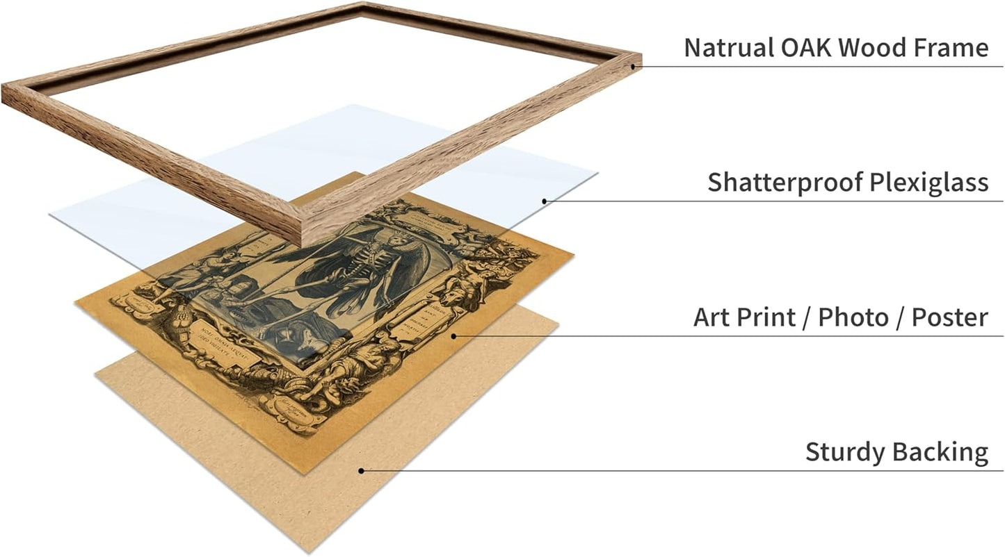 Poster Master Vintage Medieval Poster - Retro Gothic Print - Gift for Artist, Friend - Angel of Death, Memento Mori, Life, Skeleton, Dark - Wall Decor for Home, Living Room, 16x20 Beige Framed