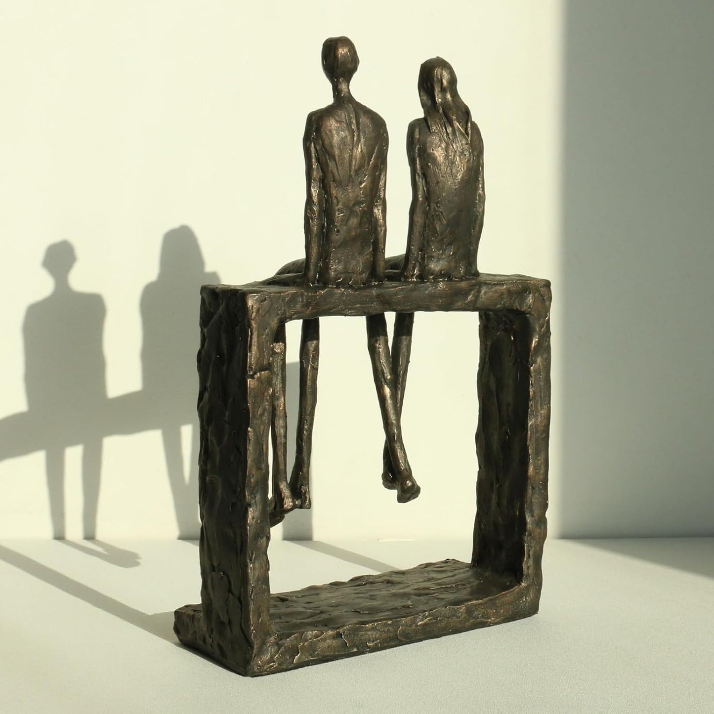 Lukitas Abstract Couple Statue Home Decor - Handcrafted Decorative Ornament for Living Room Office, Bronze Color, Resin