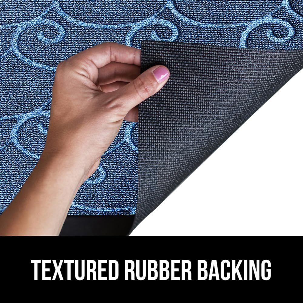 GORILLA GRIP 100% Waterproof All-Season WeatherMax Doormat, US Designed Natural Rubber, Stain and Fade Resistant, Low Profile Indoor Outdoor Door Mats, Easy Clean Patio Mat, 17x29, Ocean Blue Waves