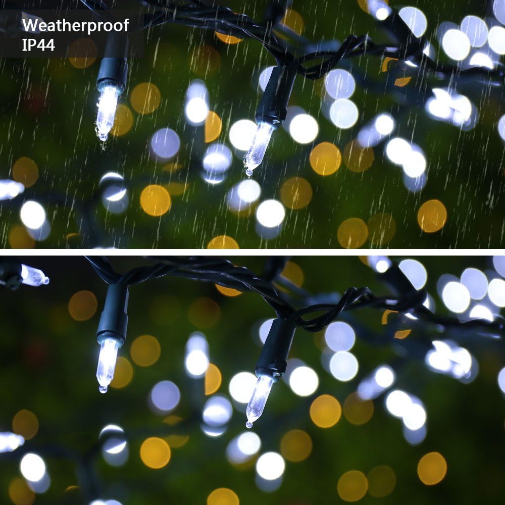 Brizled Christmas Lights, 33ft 100 LED End to End Connectable Mini Christmas String Lights, 120V UL Certified Cool White Xmas Tree Light Indoor Outdoor Mini Light Set for Xmas Tree Party Wedding Decor