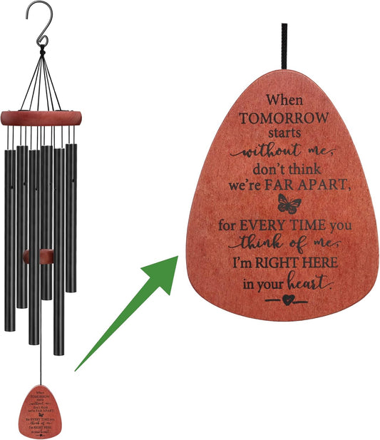 Memgift Memorial Wind Chimes for Outside – Sympathy Gift for Loss of Loved One, Outdoor Keepsake in Memory of Dad or Mom