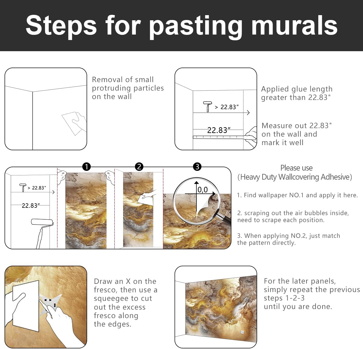 -Golden Clouds Ceiling Fabric Wallpaper Living Room Bedroom Bathroom Modern Boys Girls Kids Room Abstract Large Mural- 183"x120"（ not Peel and Stick）