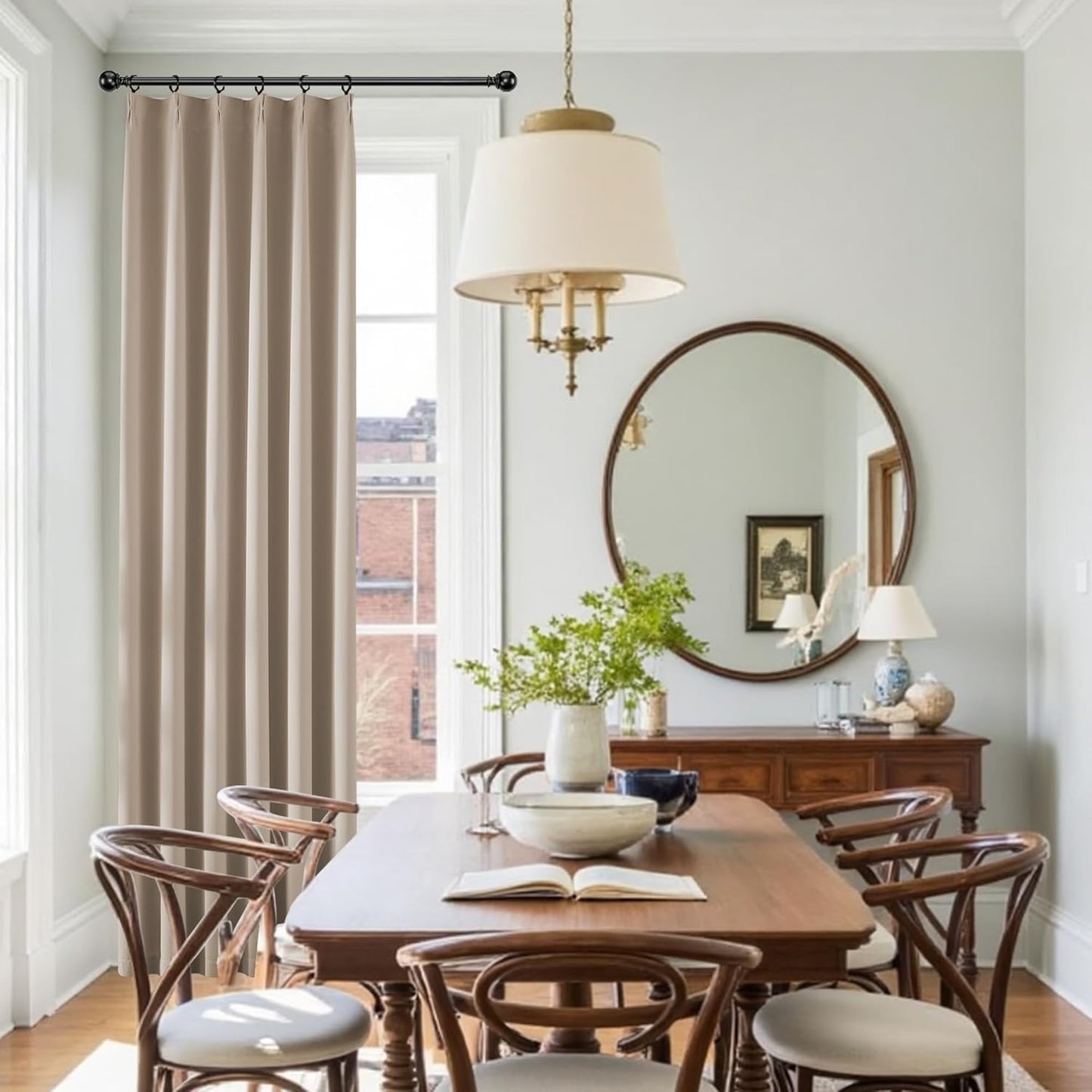 KangBang Pinch Pleated Blackout Curtains 84 Inch Length 2 Panels Set, Room Darkening Black Out Modern Thermal Window Treatments with Hooks for Bedroom Office,40”Wx84”L, Taupe