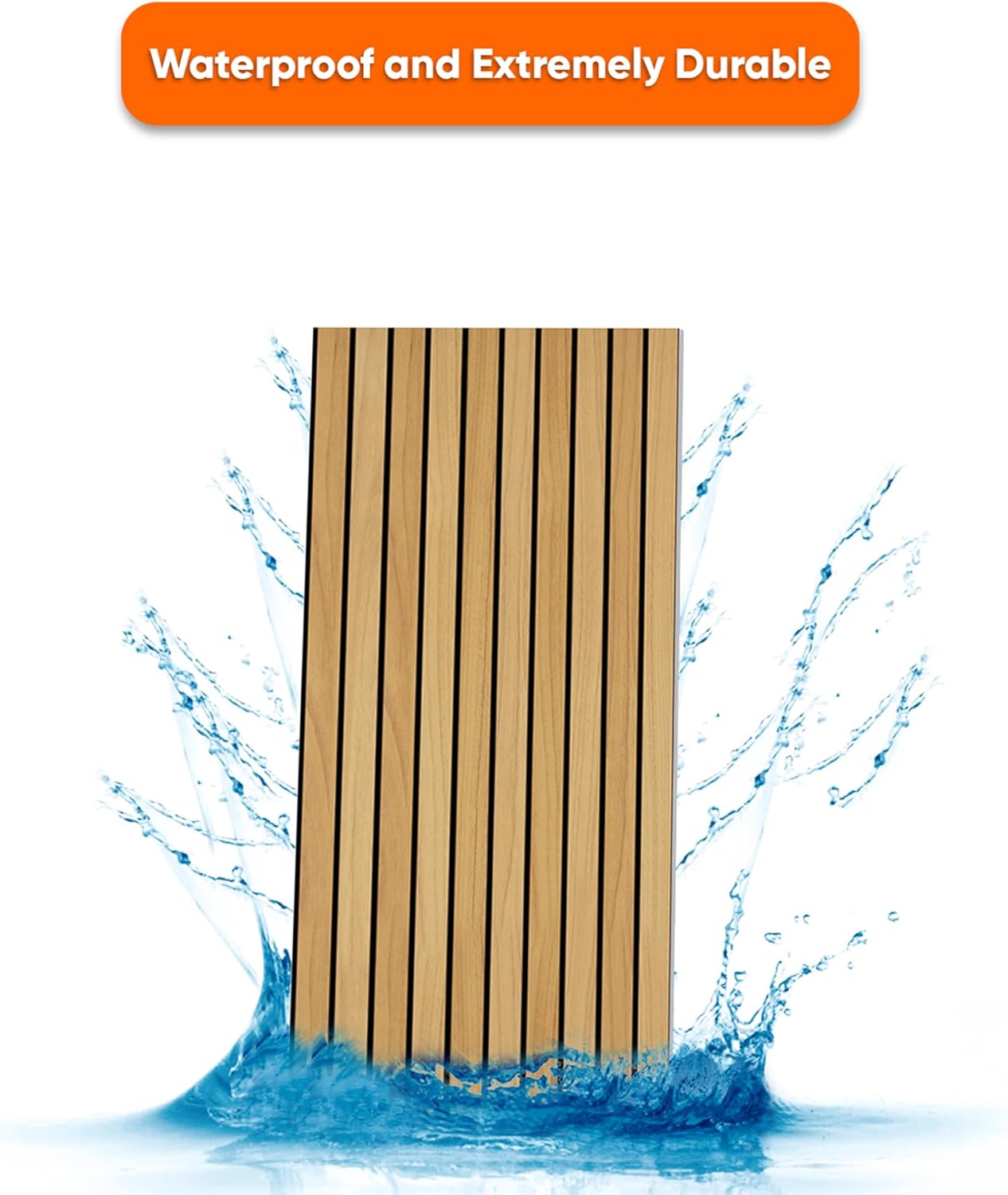 IZODEKOR 3D Wood Effect Styrofoam Wall Panels - Faux Wood Look Wall Panels for Living Room - Fake Acoustic Wood Slat Wall Panels - Pack of 10, Covers 50 sq ft.