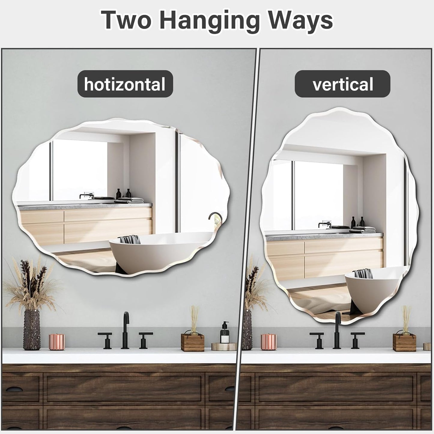 Pregaspor 30x42 Inch Frameless Oval Wall Mirror for Bathroom Sink, Minimalist Bathroom Vanity Mirror with Beveled Edge, Modern Mirrors for Wall Decor Living Room Entryway Bedroom