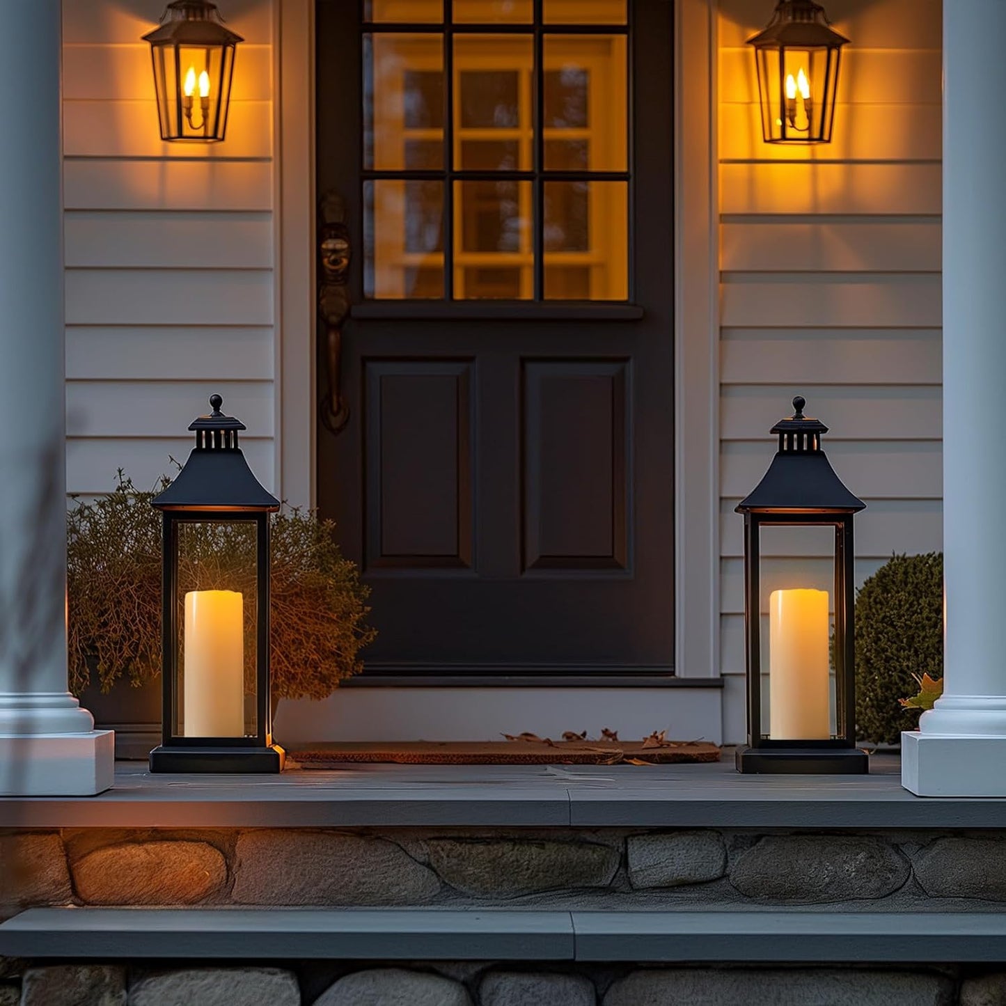 Amagic 2 Pack 8" x 4" Outdoor Plastic Electric flameless Candles with Remote Control and Timer, Battery Operated Flickering LED Pillar Fake Candle for Home, Wedding Decor, Ivory