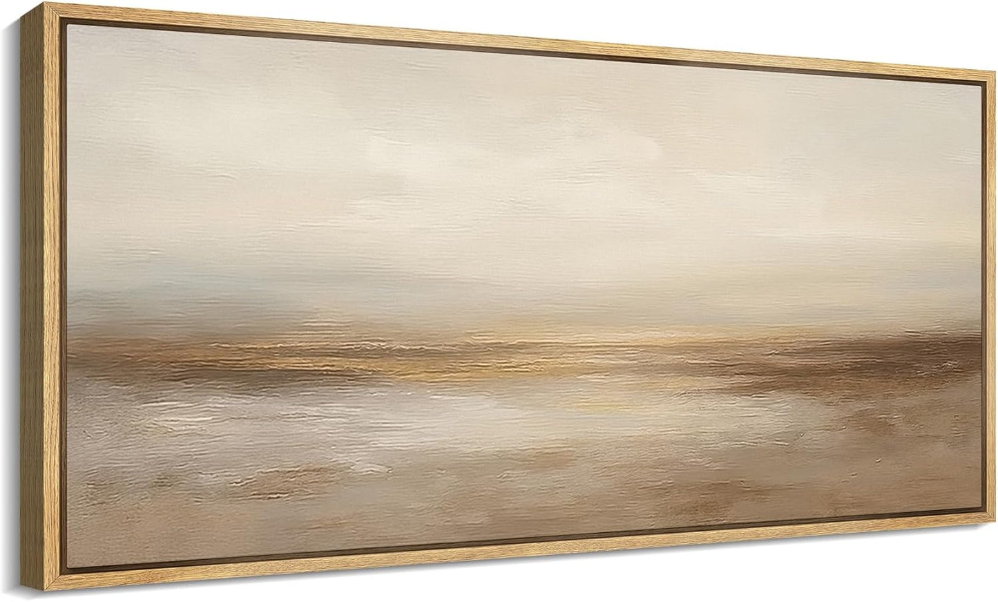 MUDECOR Extra Larg Framed Canvas Print Wall Art Neutral Beige Horizon Abstract Modern Minimalist Landscape Illustrations Decorative Colorful for Bedroom - 60"x30"