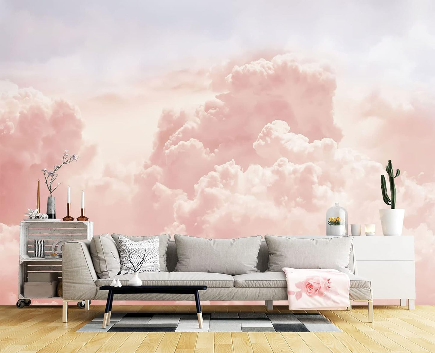 Pink Clouds Wall Mural Wallpaper for Bedroom 103" x 69"