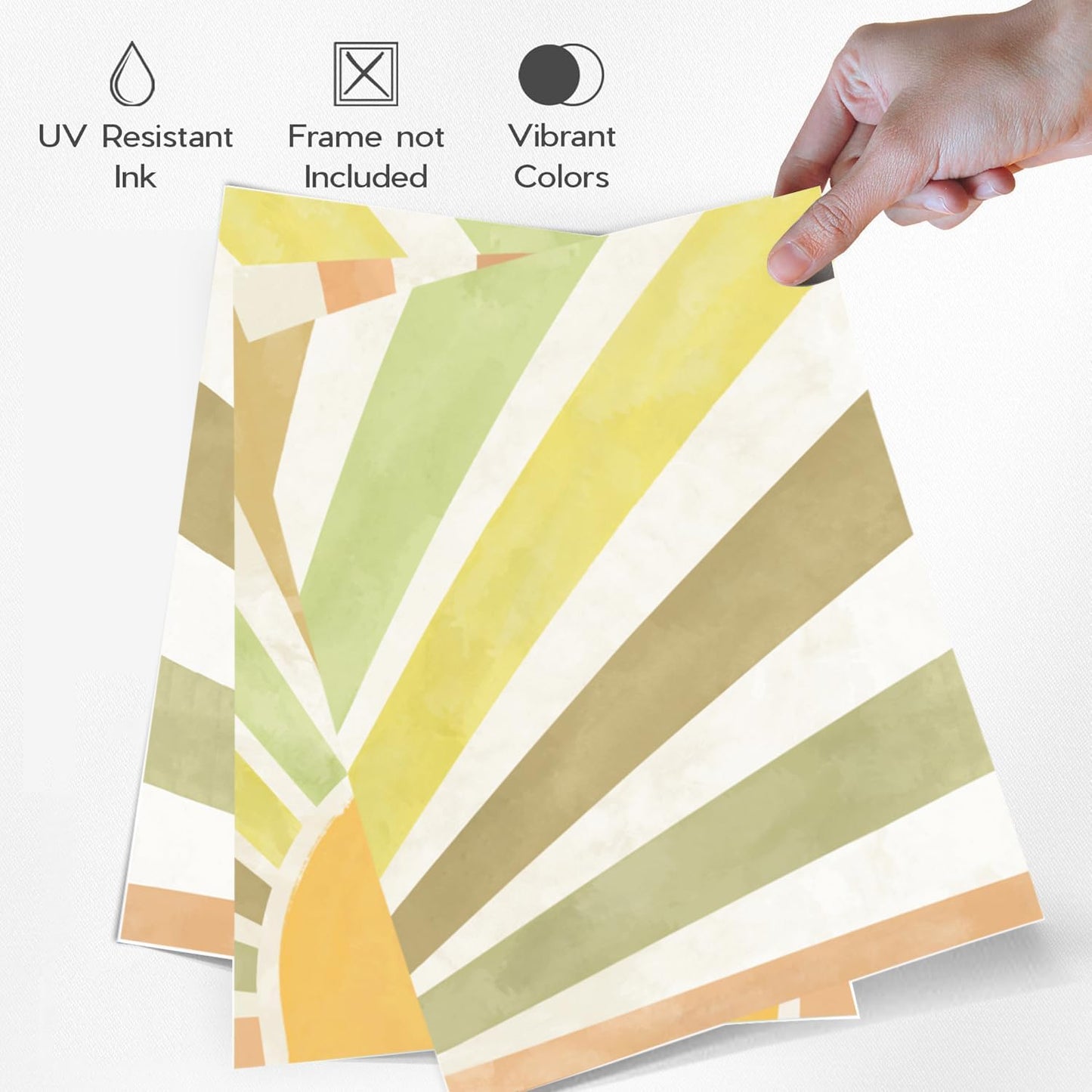 Marllifenney Boho Sun Canvas Wall Art Posters Sun Rising Wall Decor Pictures Sunshine Geometric Line Paintings Prints Home Decor for Living Room Bedroom Office 16x24 Inch Unframed