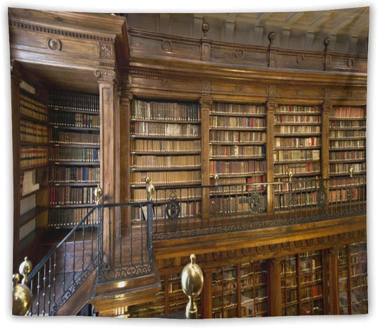 Kurtect Library Tapestry,Vintage Medieval Antique Bookshelf Bookcase Pattern Print Tapestries for Party Beach Picnic Blankets Tablecloths Living Room Wall Deocr, 50x60 in