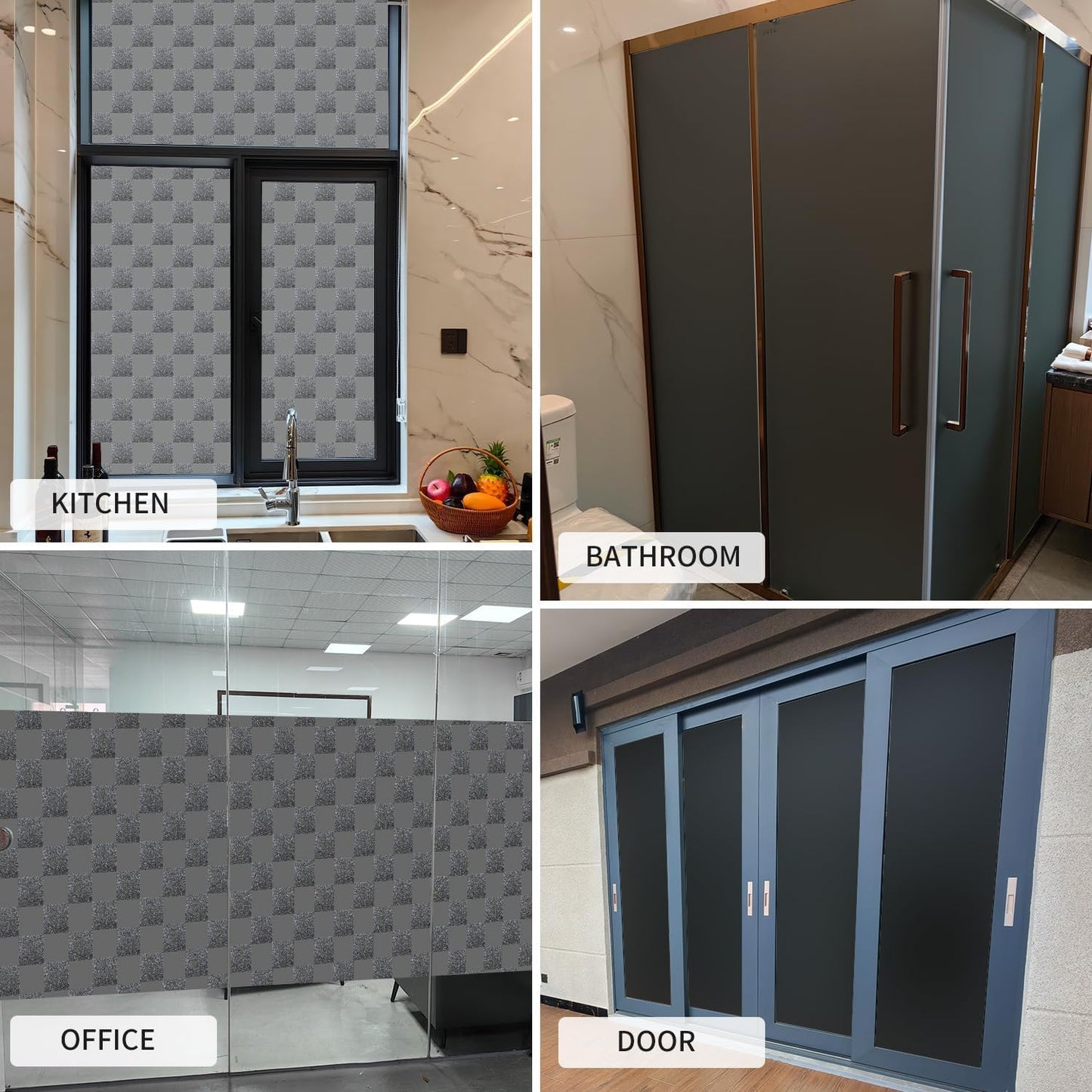 Window Film Privacy Day and Night with Installation Tools, Static Cling Glass Film Ideal for Home Shower Office Glass Door (Black, 35.4 x 196.9 Inch)