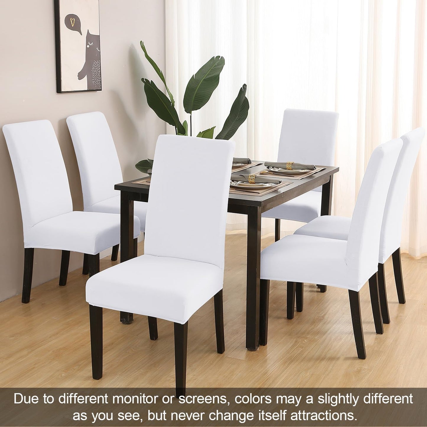 JQinHome 4 Pcs Dining Chair Slipcover, High Stretch Removable Washable Chair Seat Protector Cover for Home Party Hotel Wedding Ceremony