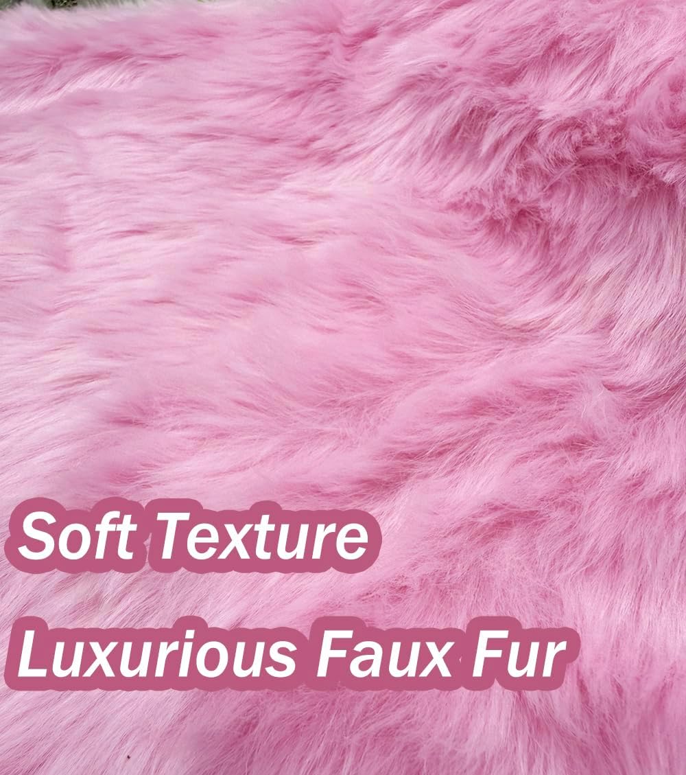AOGU 48 Inch Faux Fur Christmas Tree Skirt Pink Plush Skirt for Merry Christmas Party Christmas Tree Decoration
